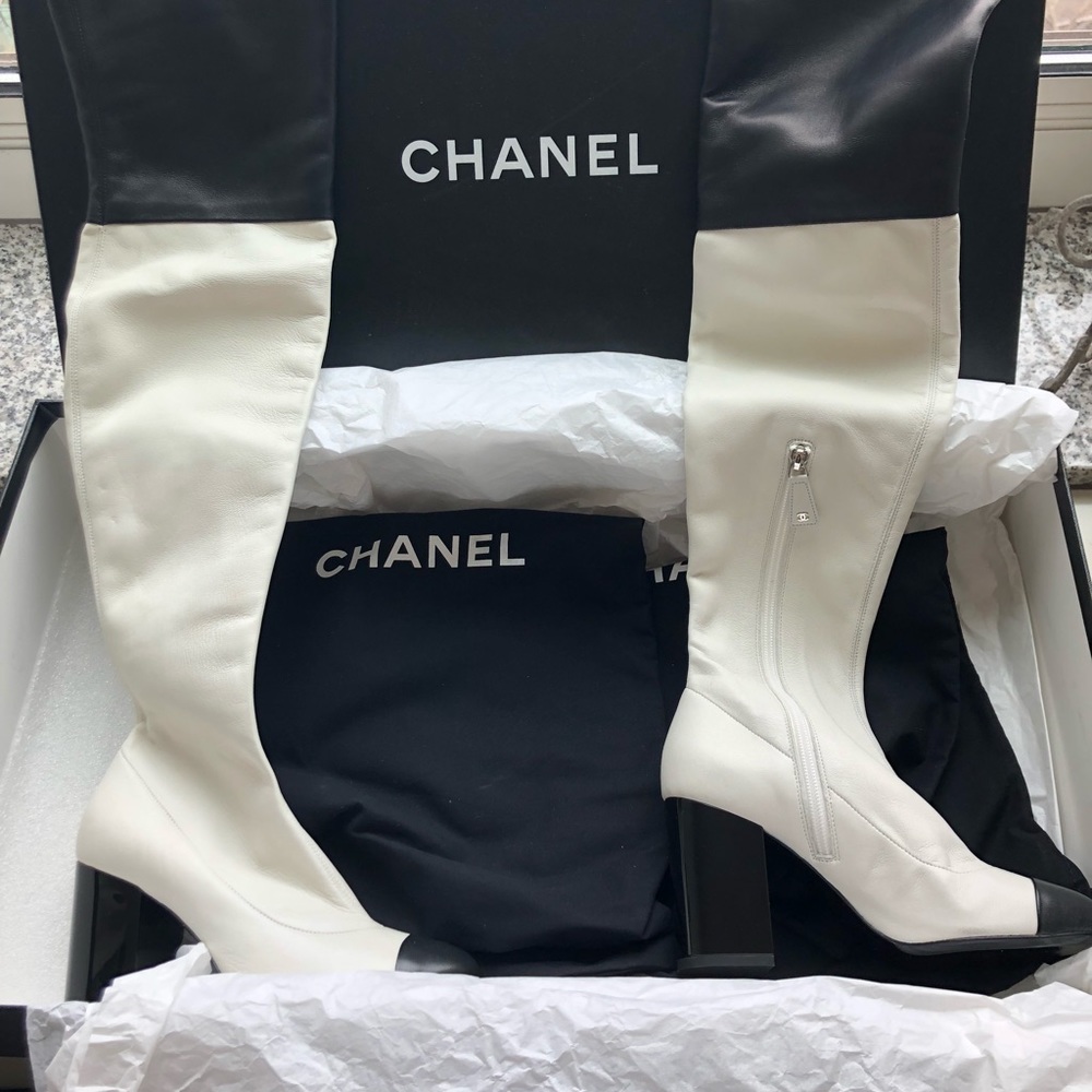CHANEL Cap Toe OTK Boots BRAND NEW - Picture 4 of 6